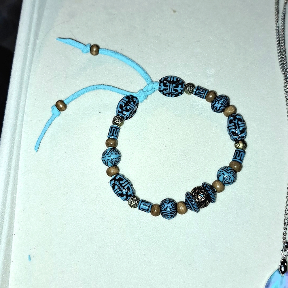 Aztec turquoise adjustable bracelet